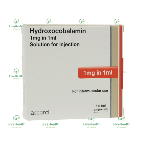 Hydroxocobalamin 1mg/ml Solution for injection (5 Ampoules) by Accord Pharma