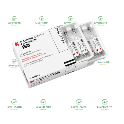 Potassium chloride 1.5g/10ml Solution for I.V Infusion (10 Ampoules) by Hamel