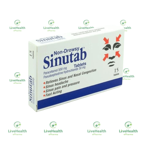 Sinutab Non-Drowsy 500mg, 30mg Tablet (15 Tablets)