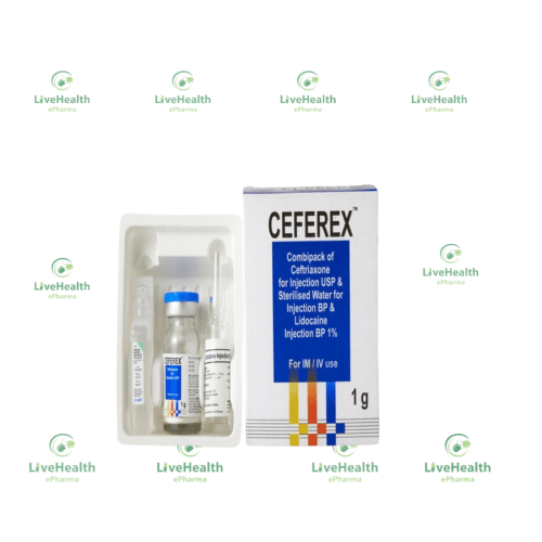 Ceferex Injection(Ceftriaxone injection 1g + lidocaine 1% + sterile WFI)